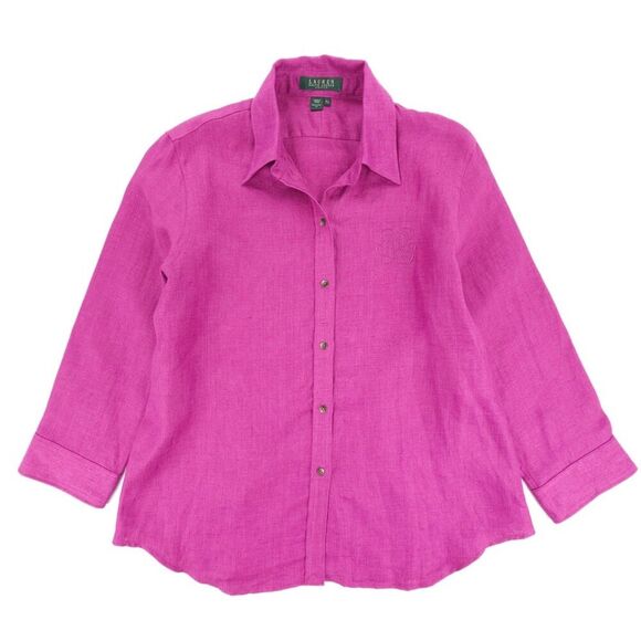 NEW Ralph Lauren 100% Linen Button Down Shirt Fuchsia Pink Resort Old Money LP - Picture 1 of 7